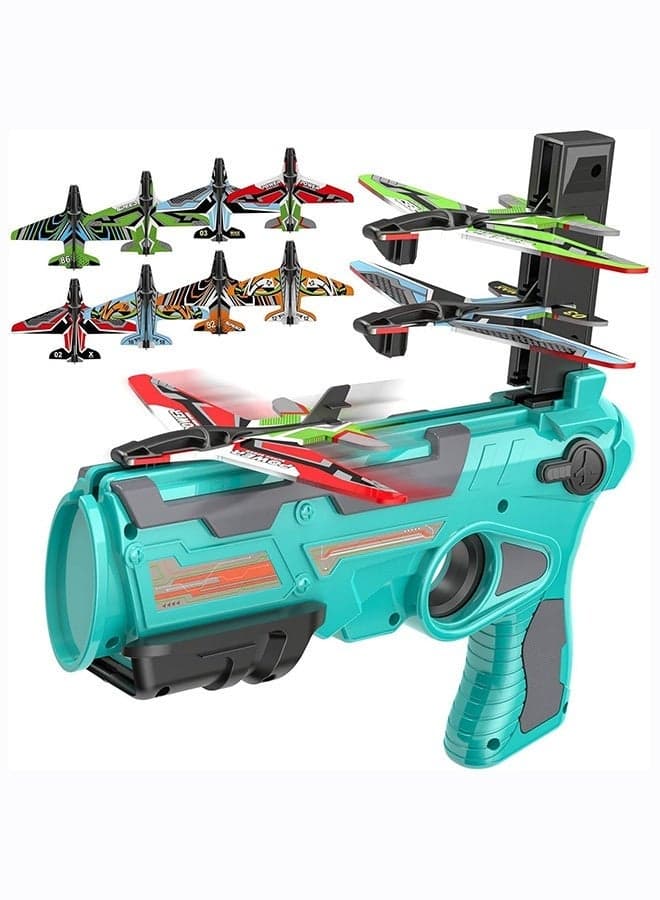 Assorted Color Airplane Launcher Gun Toy with 4 Foam Glider Planes Catapult Flying Plane Toy for Kids Boys & Girls – One-Click Ejection Shooter, Outdoor Throwing Glider Airplane Game, Hand Launch Aircraft Toy, Fun Battle Flight Launcher Set for Children Parties & Gifts