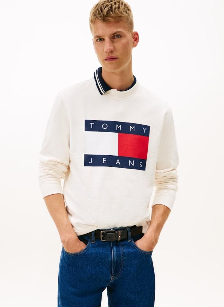 Flag Badge Terry Crew Neck Jumper