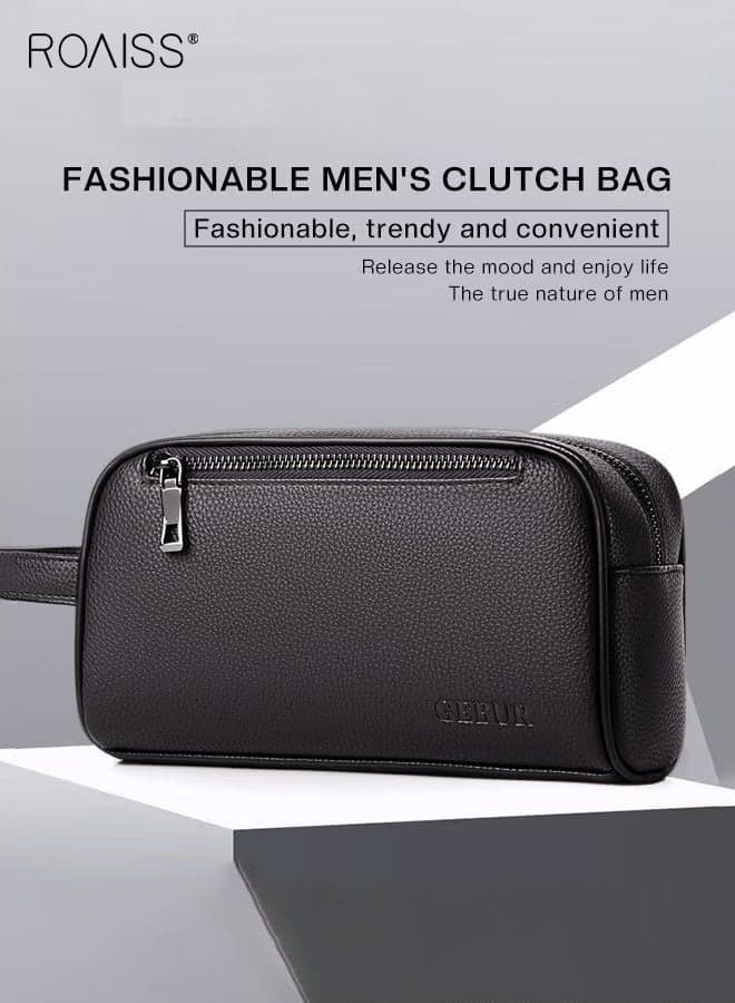 Men's Clutch Simple Casual Bag Made of Soft Premium Leather for Business Retro Trend Handbag Upgraded Version Large Capacity Mobile Phone Bag with Multiple Card Slots Brown