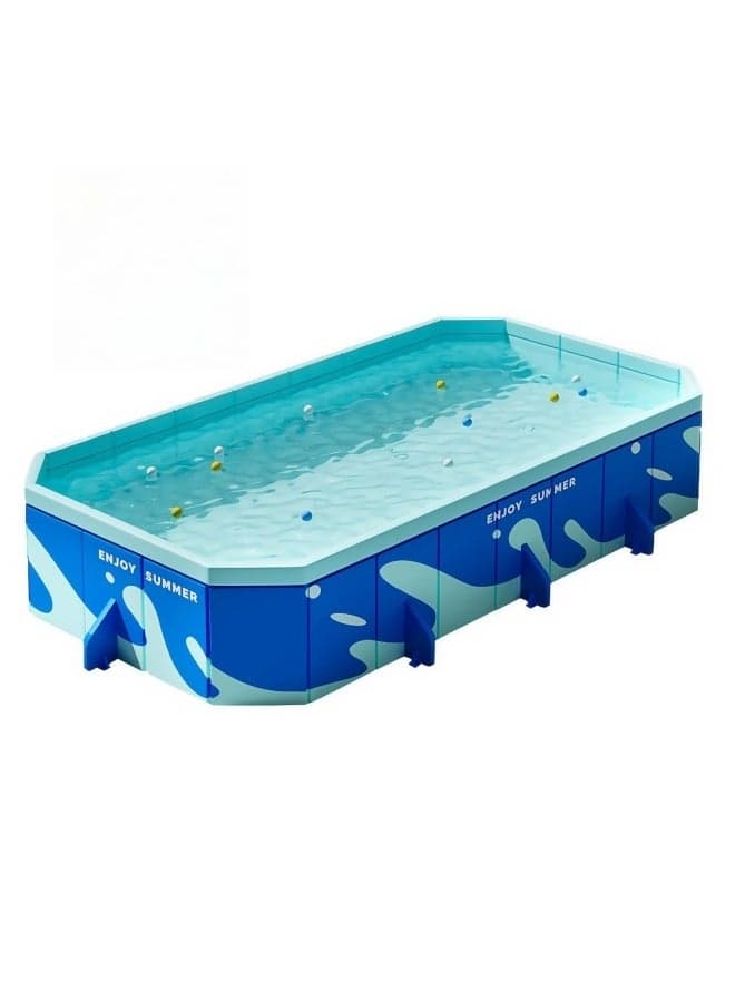Folding Swimming Pool,Non-Inflatable Pool,Oversized Family Pool,Portable Swimming Pool,for Indoor,Outdoor,Garden,Summer Water Party,Give Swimming Ring(320 * 185 * 50cm)