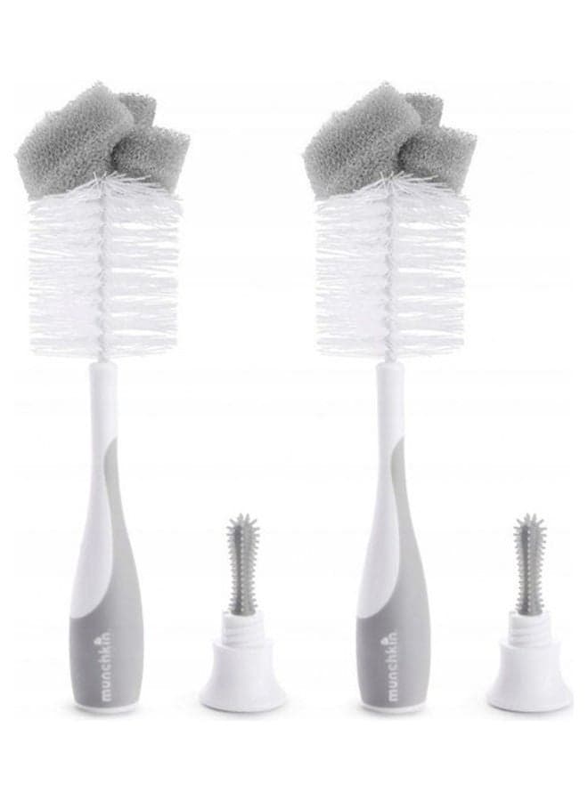 Bottle And Nipple Brush Set, 2pc - Easy Grip Sponge Cleaners for Baby Bottles, 0+ Months - Assorted