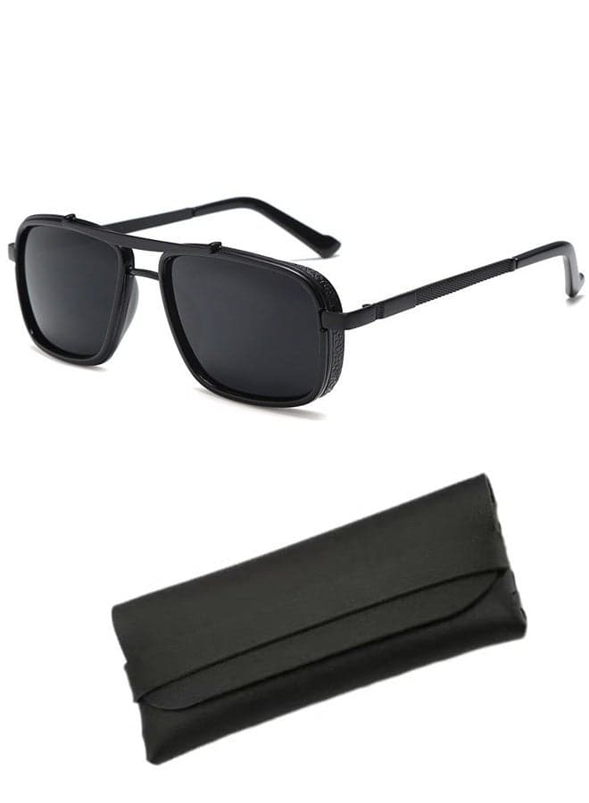 Men's Rectangular Polarized Sunglasses, UV400 Protection Sun Glasses with Metal Frame, Fashion Anti-Glare Sun Shades for Men,Sun Protection Sunglasses Suitable for Summer Outdoor Beach Travel Camping