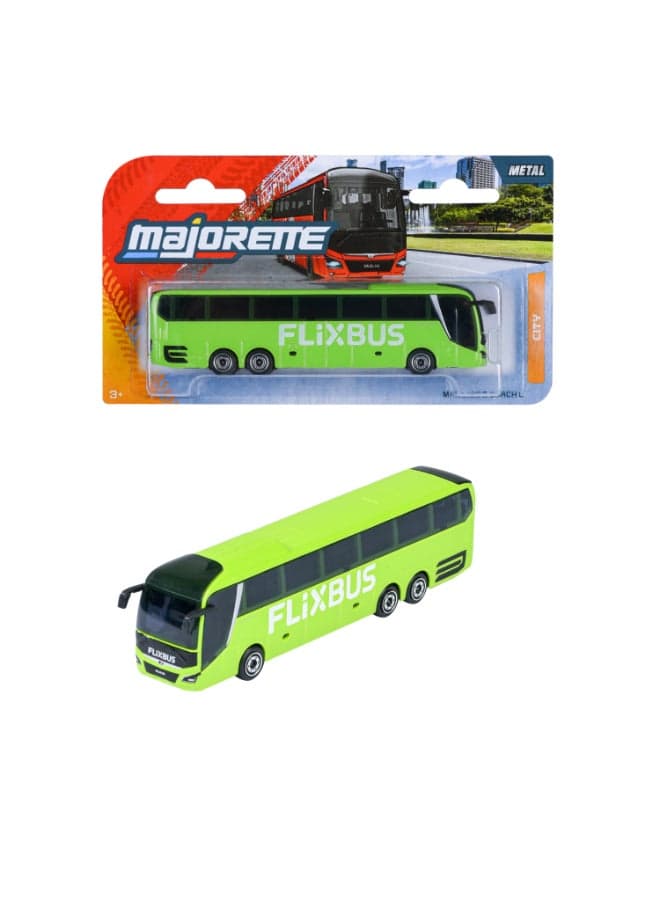 Majorette MAN Lion's Coach L FlixBus, Green, 13 cm Officially Licensed Diecast Bus with Freewheel, Suspension and Metal Body, Toy Coach for Kids Ages 3+