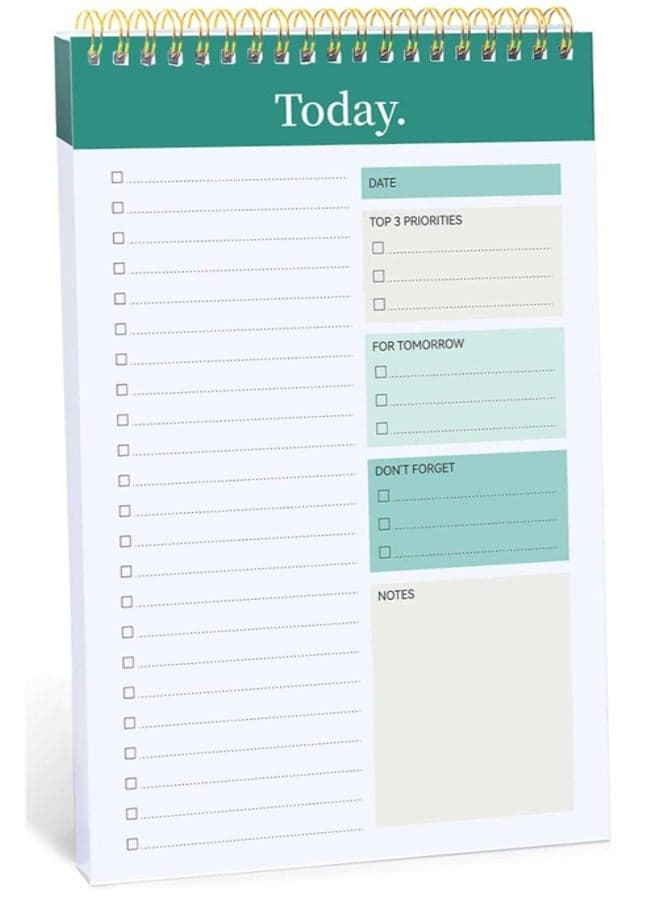 To Do List Notepad, 52 Sheets To Do List Notebook for Work, Twin-ring Spiral Bindling Undated Daily Planner Perfect for Enhanced Productivity and Goal Achievement