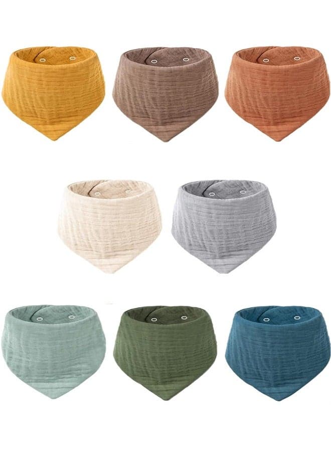 Muslin Baby Bibs, 8 Pack Baby Bandana Drool Bibs Baby Bibs for Drooling and Teething Bandana Bibs for Boys Girls