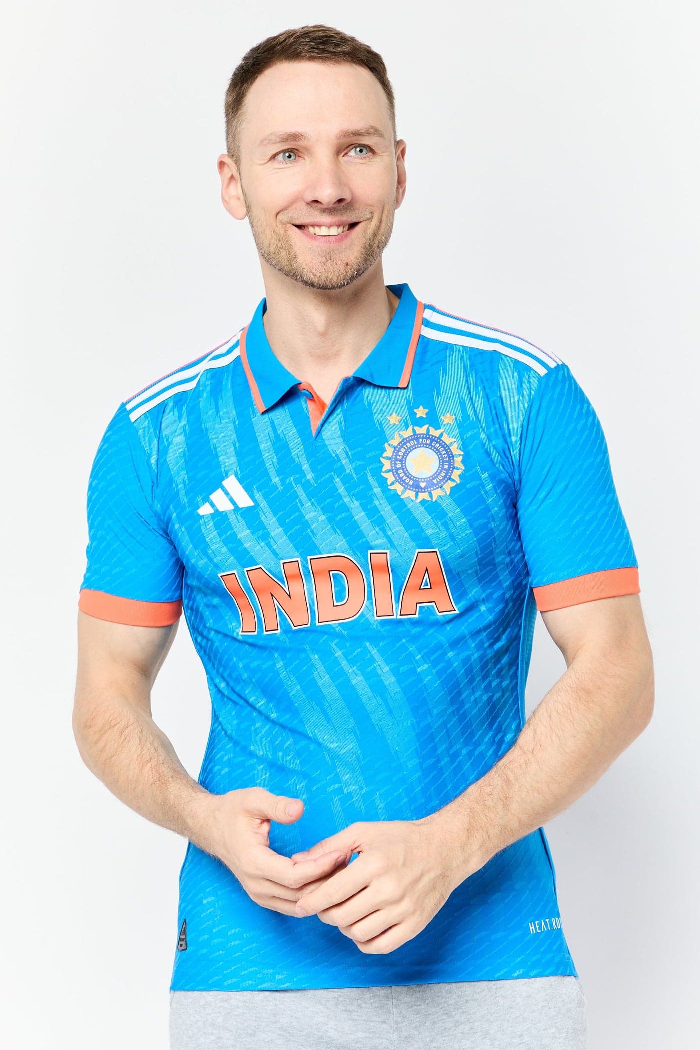 Men Sportswear Fit Short Sleeve India Cricket Jersey, Blue
