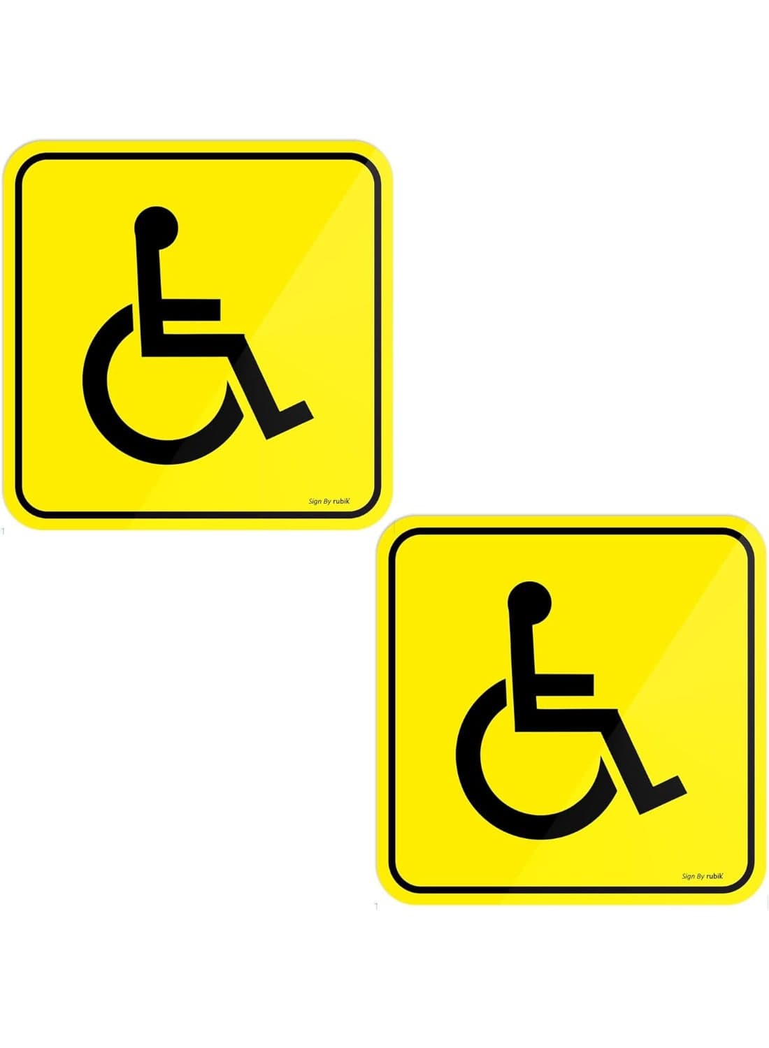 Self Adhesive Disabled Handicap Car Sticker, Reflective Vinyl Decal Sign 15x15cm (2 Pack, Yellow/Black)