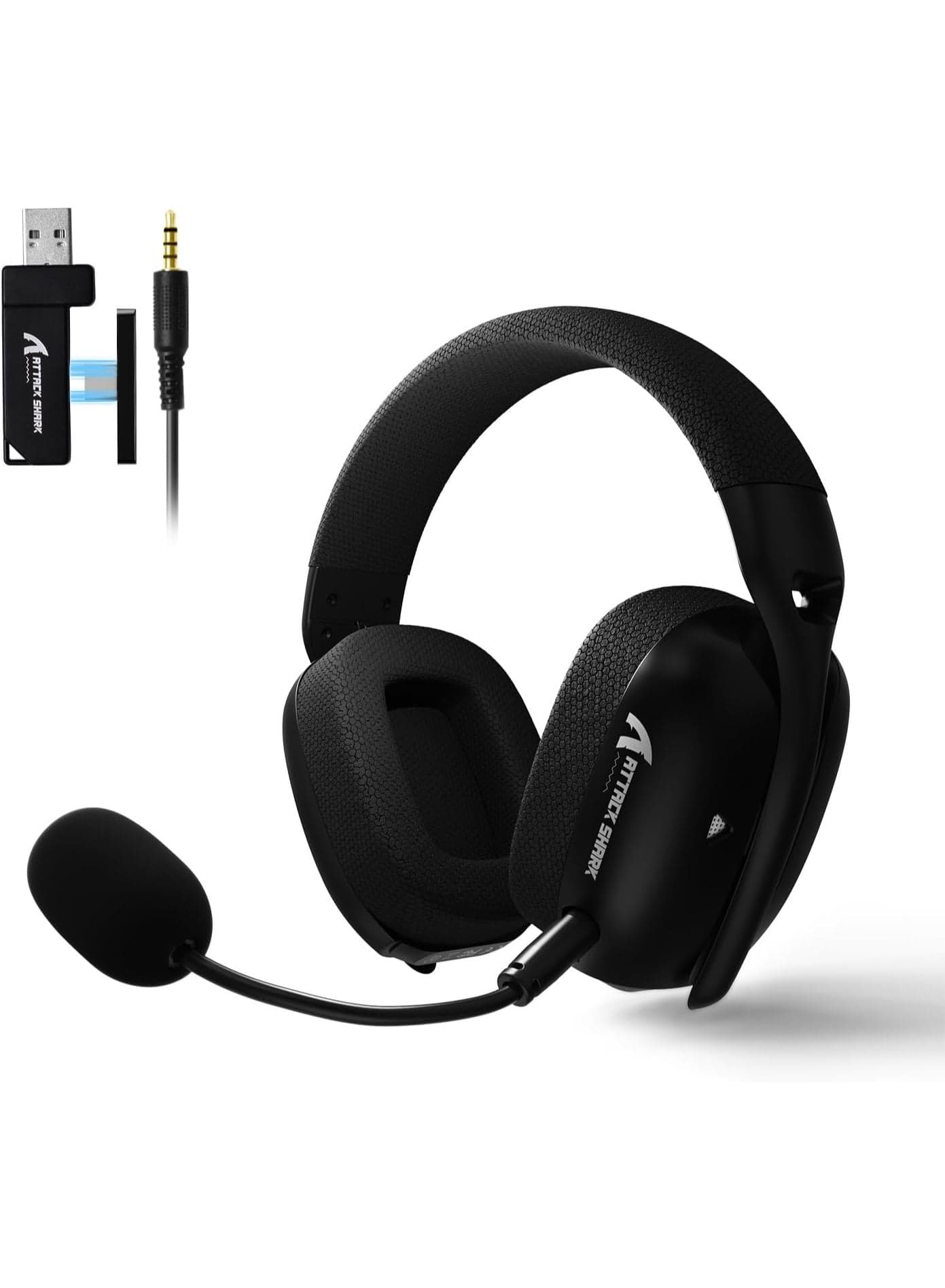 ATTACK SHARK L80PRO Wireless Gaming Headset, Lightseed Tech, Built-in & Detachable Dual Microphone, Lightweight Tri-Mode Headphones (2.4GHz USB-C & USB-A Dongle / Bluetooth / Wired) for PC, Mac, Switch, Windows - Black