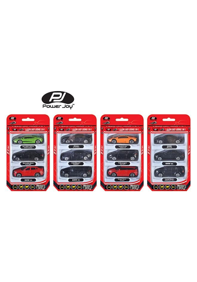 Power Joy Vroom Vroom Diecast Unif Licensed 3 Pieces, Assorted (Style & Color May Vary) – Vehicle Playset Toy for Kids Ages 3+