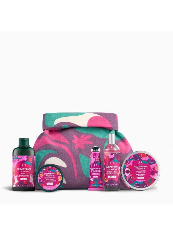 Sugarplum Ultimate Gift Set – Shower Gel (250 Ml), Body Butter (200 Ml), Body Yogurt (200 Ml), Hand Balm (30 Ml) And Body Mist (100 Ml) – Festive Sweet Plum Aroma, Deep Nourishment And All-Day Fruity Freshness