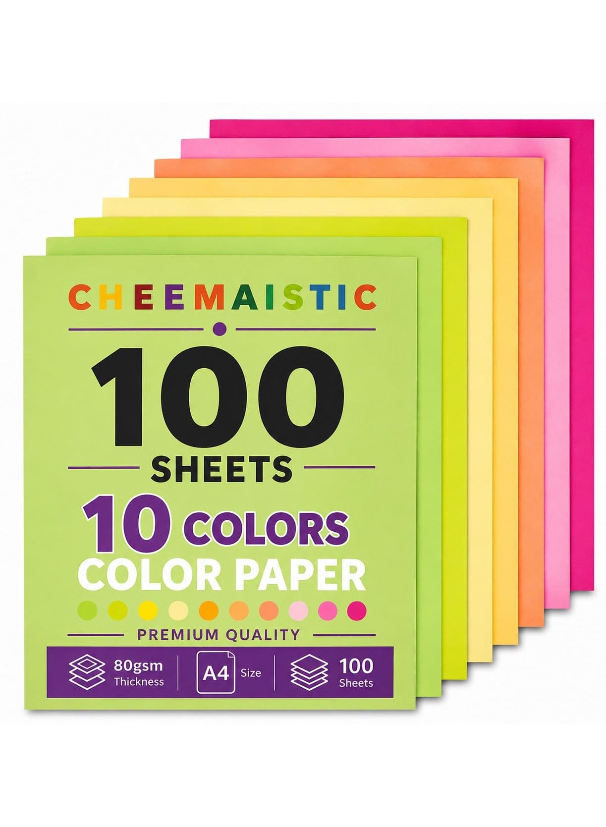 100 Sheets A4 Colored Card Stock Printer Papers, 80gsm Thick Multicolor Craft Paper Pack, Assorted Colors Paper Sheets for Printing, Colorful Cardstock Paper for Crafting, Art Projects, Drawing, Card Making, Scrapbooking, School Crafts, DIY Arts and Office Use - Decorative Construction Paper Sheets for Creative Projects