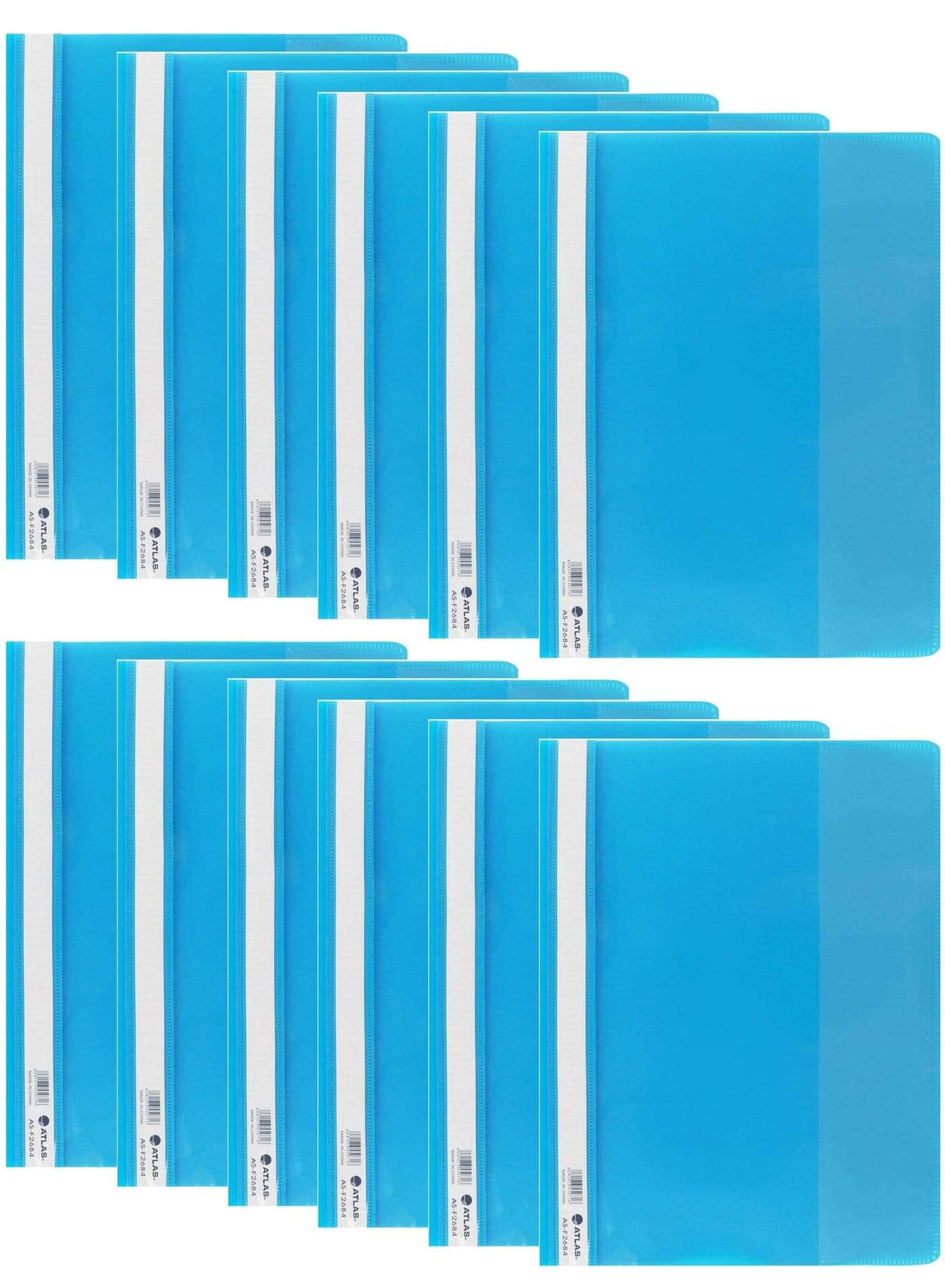 12-Piece Flat Clear View Folder File Blue