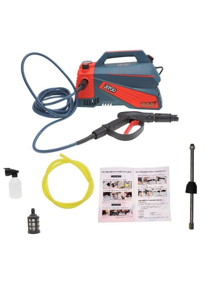 3700W High-Power Pressure Washer – Portable Electric Jet Cleaner with 10L/min Flow, 220V, Adjustable Spray Gun & Analog Pressure Gauge for Car, Patio, Garden & Driveway