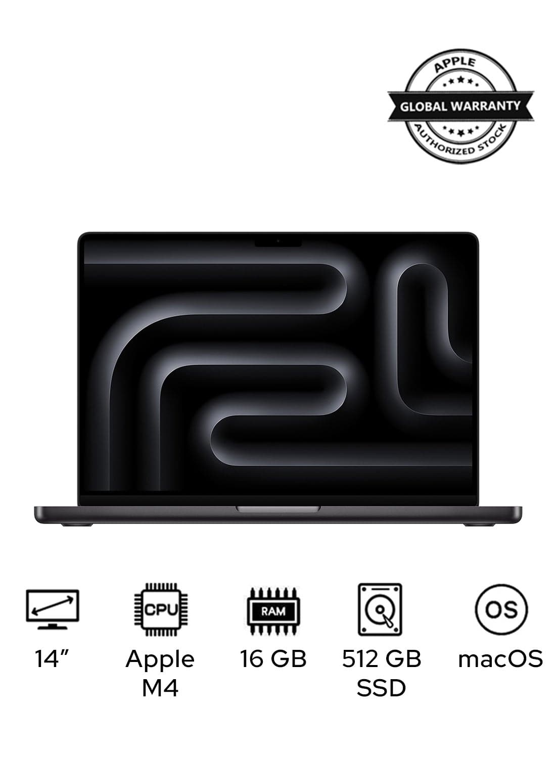 MacBook Pro MW2U3 | 14.2 Inch Display | Apple M4 Chip | 10-Core CPU 10-Core GPU | 16GB RAM | 512GB SSD | macOS | English And Arabic Keyboard | English/Arabic Space Black
