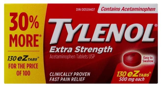Tylenol Extra Strength 130 EZ Tabs 500mg each