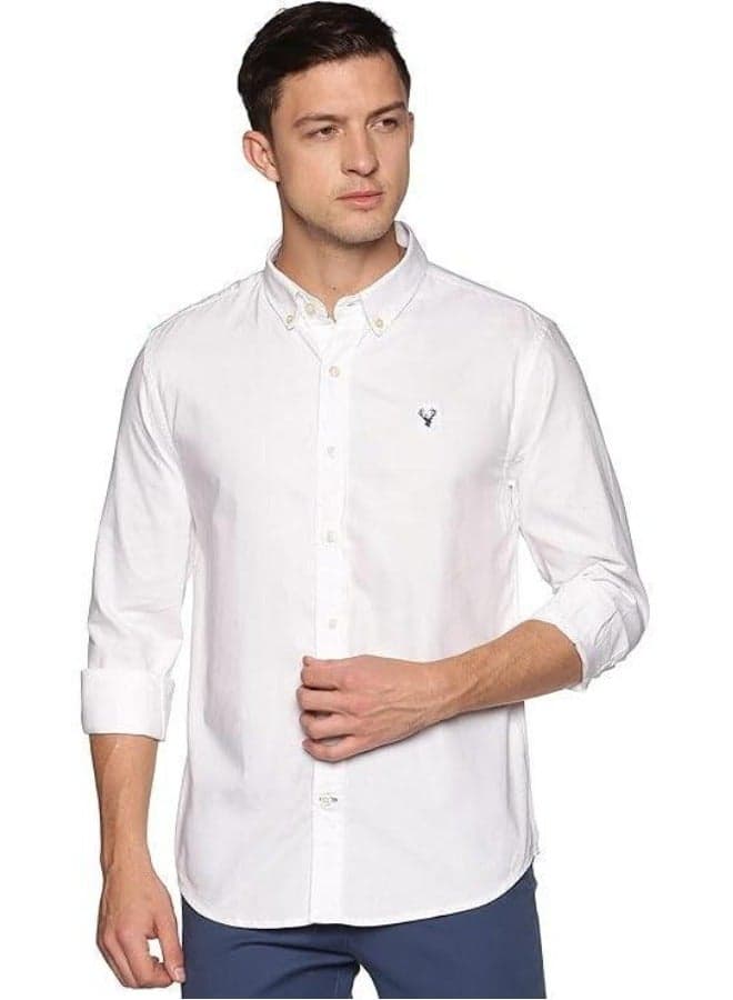 Men's Button Down Shirt | Casual Slim Fit Shirt | Long Sleeve Oxford Shirts For Men | Smart Fit Cuff - White