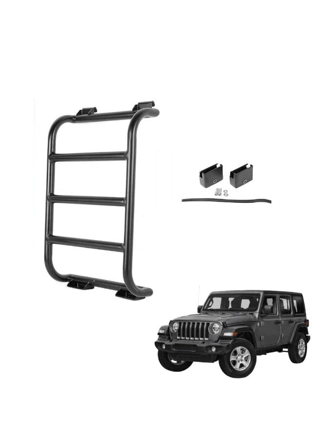 MOTOR FIT Rear Window Side Ladder for Jeep Wrangler JL 2018 - 2025 | Heavy-Duty Aluminum Roof Access Climbing Ladder | Black Off-Road Exterior Accessory for JL 2 & 4 Door