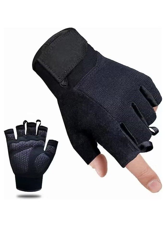 Workout Gloves for Men and Women, Exercise Gloves for Weight Lifting, Cycling, Gym, Training, Breathable and Snug fit (Black)