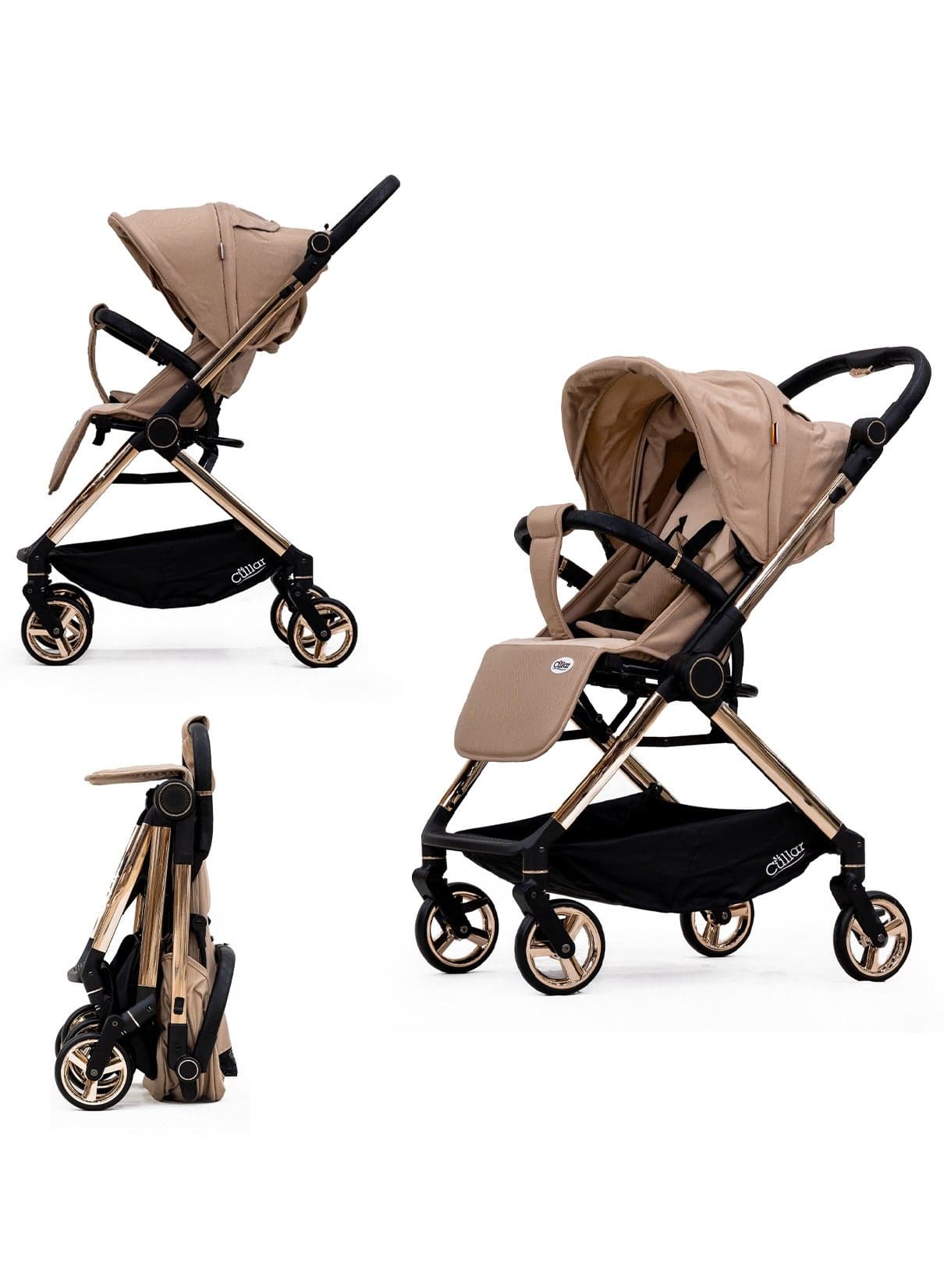 Cullar Compact Baby Stroller – Lightweight, Reversible Handle, Adjustable Recline, Easy Fold, Safety Belt, Sunshade, 360° Swivel Wheels, Parent-Friendly Storage Basket – Ideal for Modern Parents