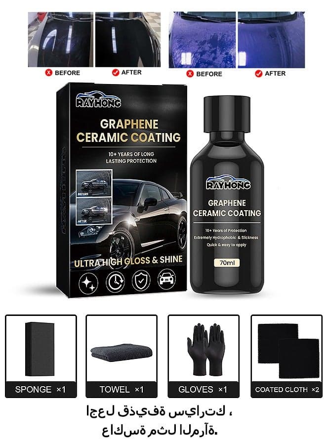 Car Polishes Set, Graphene Ceramic Coating for Automotive, Graphene Coating for Car Detailing, Long-Lasting Protection Kit