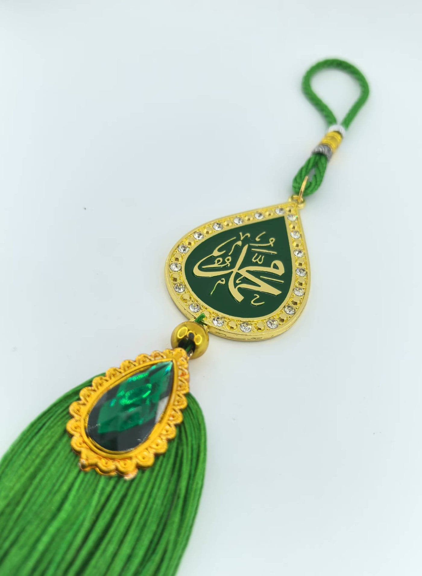 Car Pendant Allahu Akbar Metal Set with Diamonds Gold-Plating Hanging Ornaments Interior Accessories Decoration Gift For Ramadan Hajj Umrah Home Decor Islamic Muslim Allah Ihram Quran Arabic Travel Carry on
