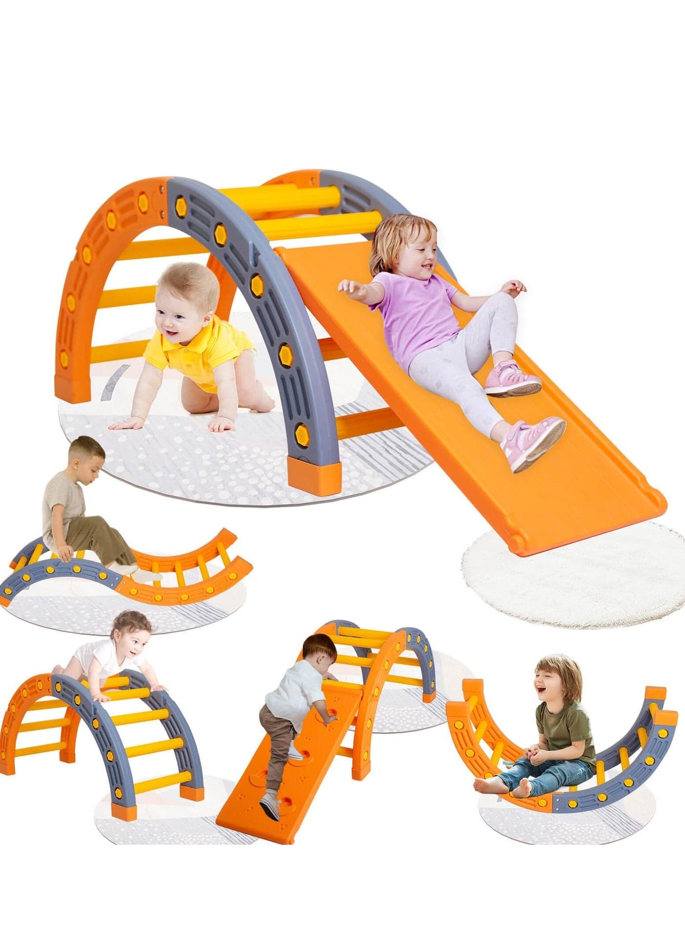 Baby Climbing Toys, 4 in 1 Indoor Climbers for Kids, Climbing Frame, Slide, Seesaw and Rocking Chair, Toddlers Montessori Sensory Training Toys, Indoor and Outdoor Playground Equipment