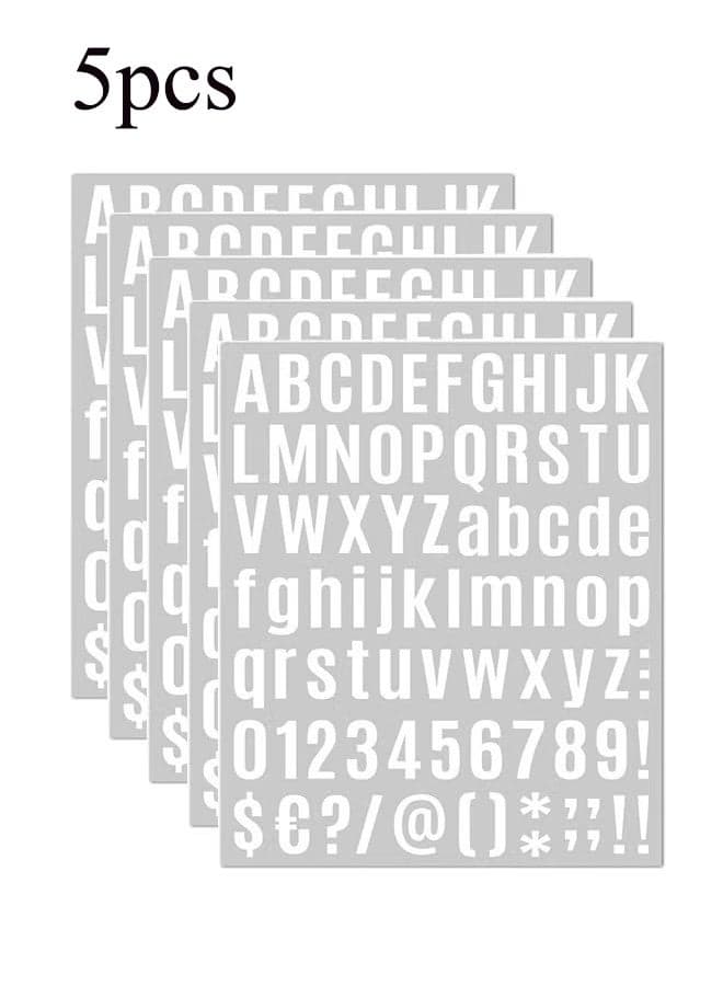 5 Sheets Letter Number Stickers, 1 Inch Vinyl Alphabet Stickers, Self-Adhesive Punctuation Letter Number Sticker for Mailbox, Scrapbooking, Decoration, Craft, Arts, DIY, Decor- White
