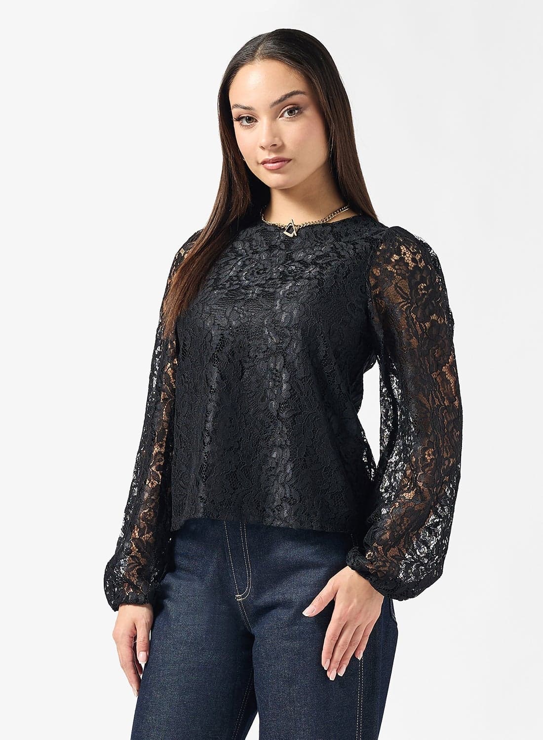 Onlavella Ballon Lace Detail Long Sleeve Top
