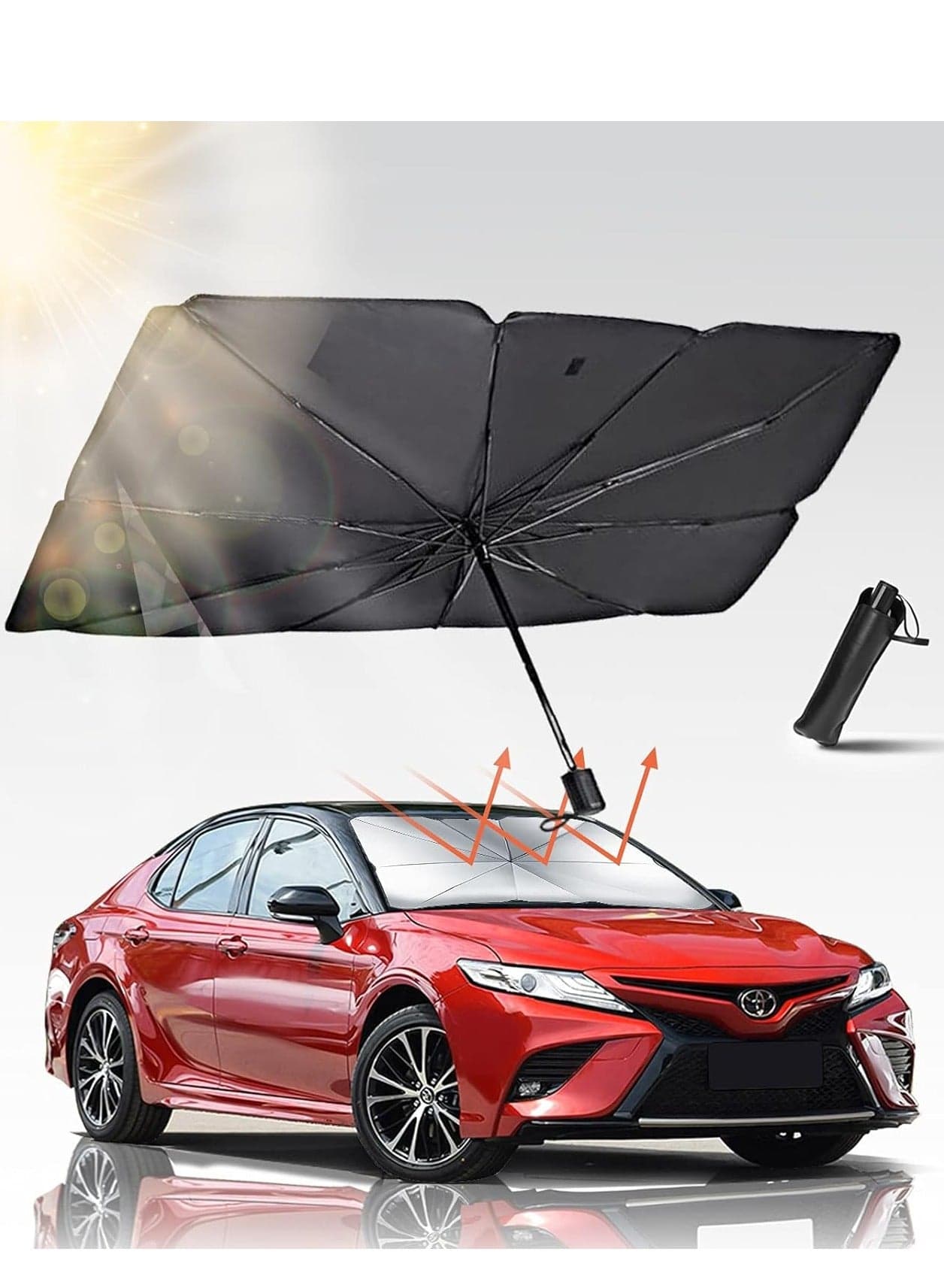 Foldable Windshield Sun Shade Umbrella for Car, UV Rays Heat Sun Visor, Interior Protection