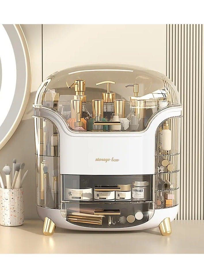 Makeup Organizer Dresser Cosmetic Storage Box PET Metal Bathroom Skin Care Product Double-Layer Rack Desktop Rack Bedroom Storage Organizer Cosmetic Display Cases 360deg Rotatable