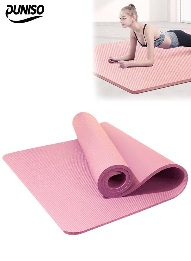 10mm Anti-Slip Yoga Mat,Anti-Tear Exercise Mat for Men & Women, Knees Supportive Exercise Mat,for Home Yoga, Pilates, Stretching, Floor & Fitness Workouts,185*61cm,Pink