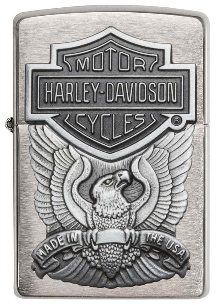 Harley Davidson Brushed Chrome Windproof Lighter