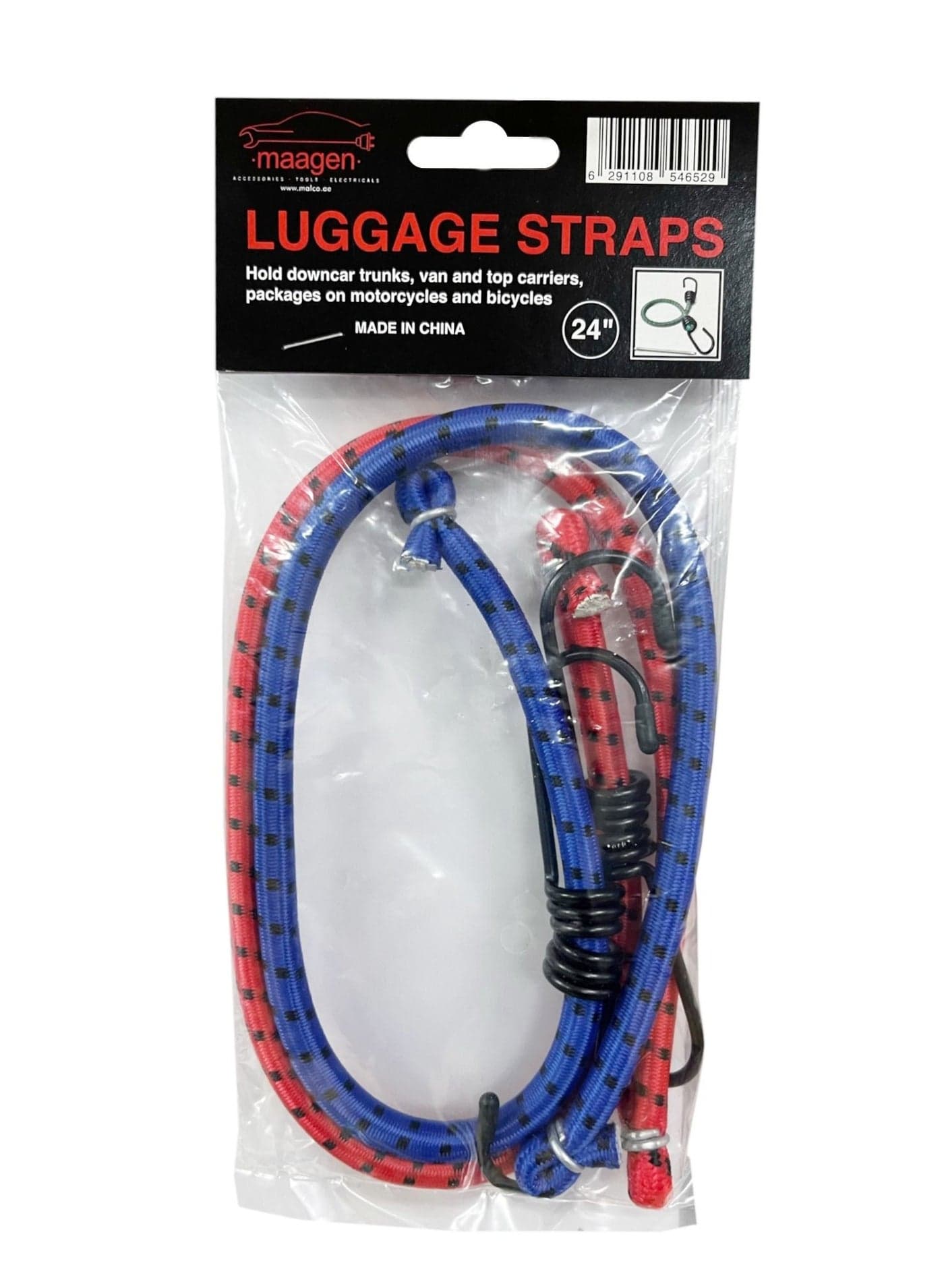 Maagen Elastic Bungee Cord Car Luggage Strap with Hooks, 2 pcs, 24"