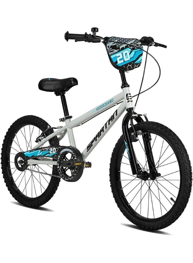 Thunder 20-Inch Kids Bike | 20 Inch Wheel Size With Training Wheels | Single Speed | Gray Gloss Color