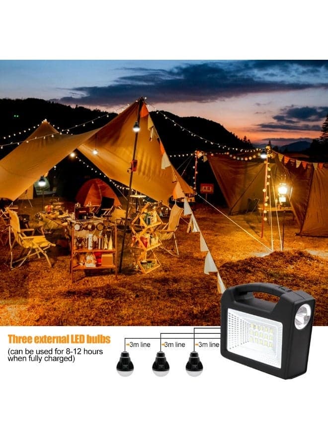 GD-103 Solar Multi-Functional Lighting Light | LED Spotlight & External Bulbs | USB Output | Suitable for Camping and Outdoor Activities
