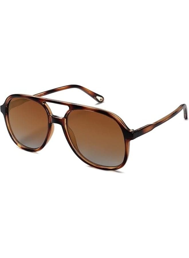 Retro Vintage Polarized Sunglasses Double Bridge Brow Bar Square Aviators