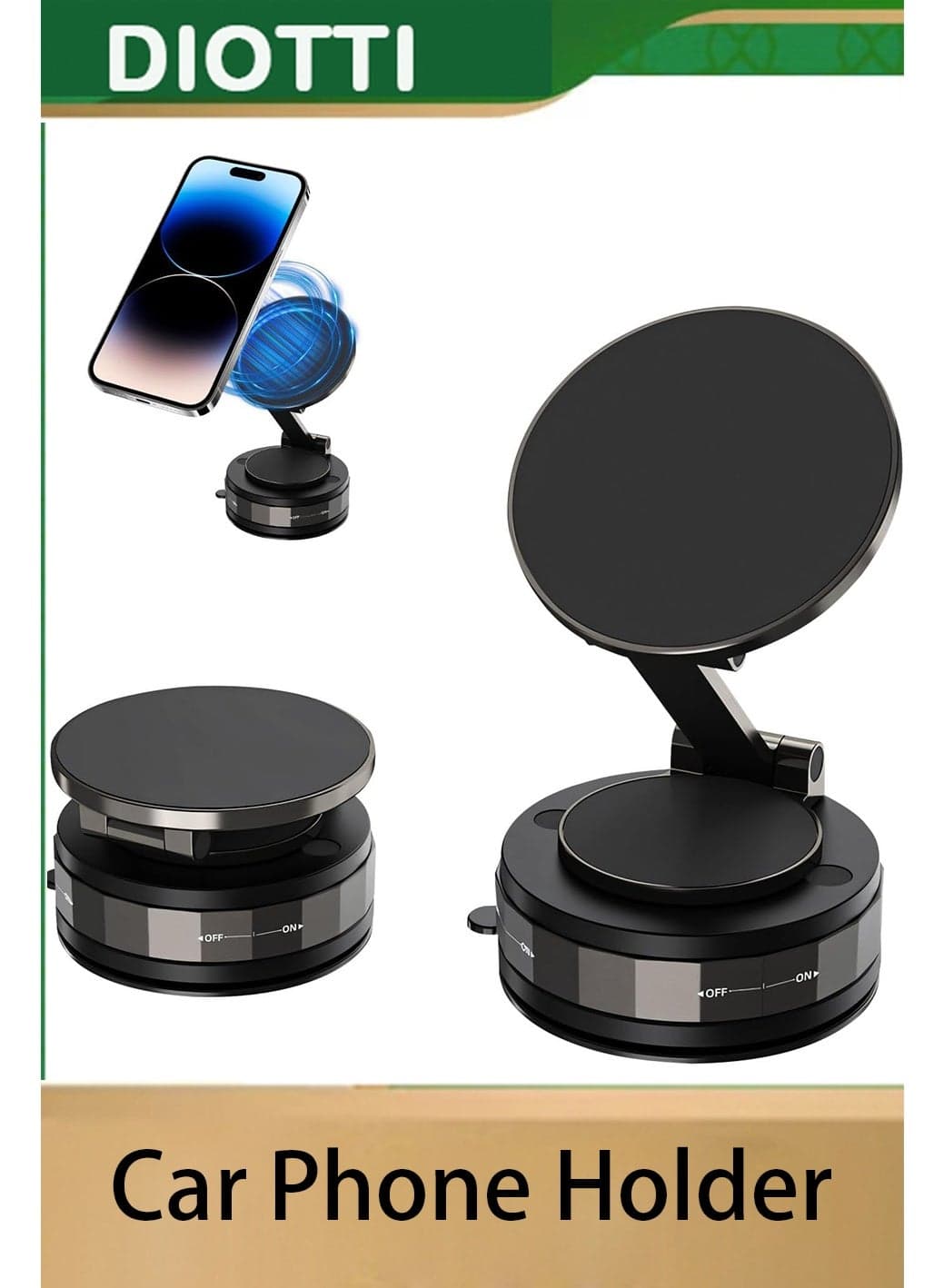 MagSafe Car Phone Holder, Universal 360° Adjustable Dashboard and Windshield Mount with Strong Suction Cup for All Smartphones