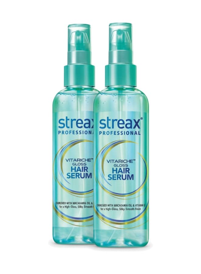 Pack Of 2 Professional Vitariche Gloss Hair Serum - Controls Frizz & Enhances Shine for a Sleek, Polished Look with Macadamia Oil & Vitamin E 100 ml x 2