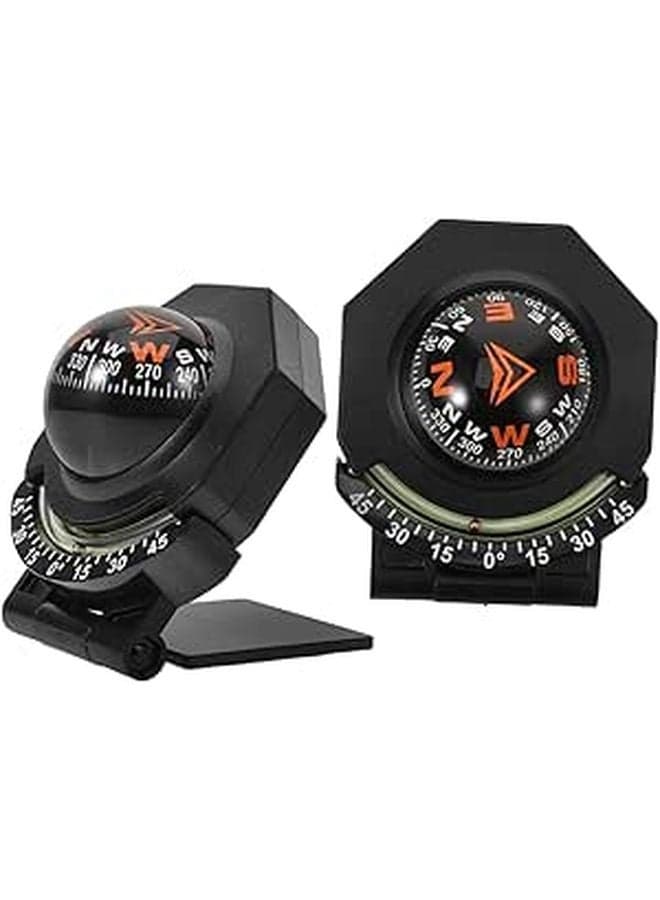 2Pcs Car Compass Dashboard Ball with Inclinometer High Precision Foldable Vehicle Navigation Accessory