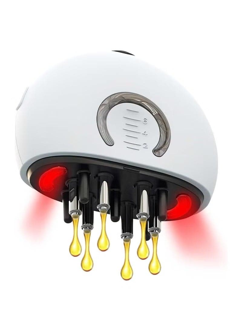 Hair Oil Applicator with Red Light Electric Scalp Massager for Hair Treatment Growth 2 in 1 Scalp Applicator Brush Medicine Fluid Essential Oil Serum Dandruff Exfoliator Treatment Fillable Brush