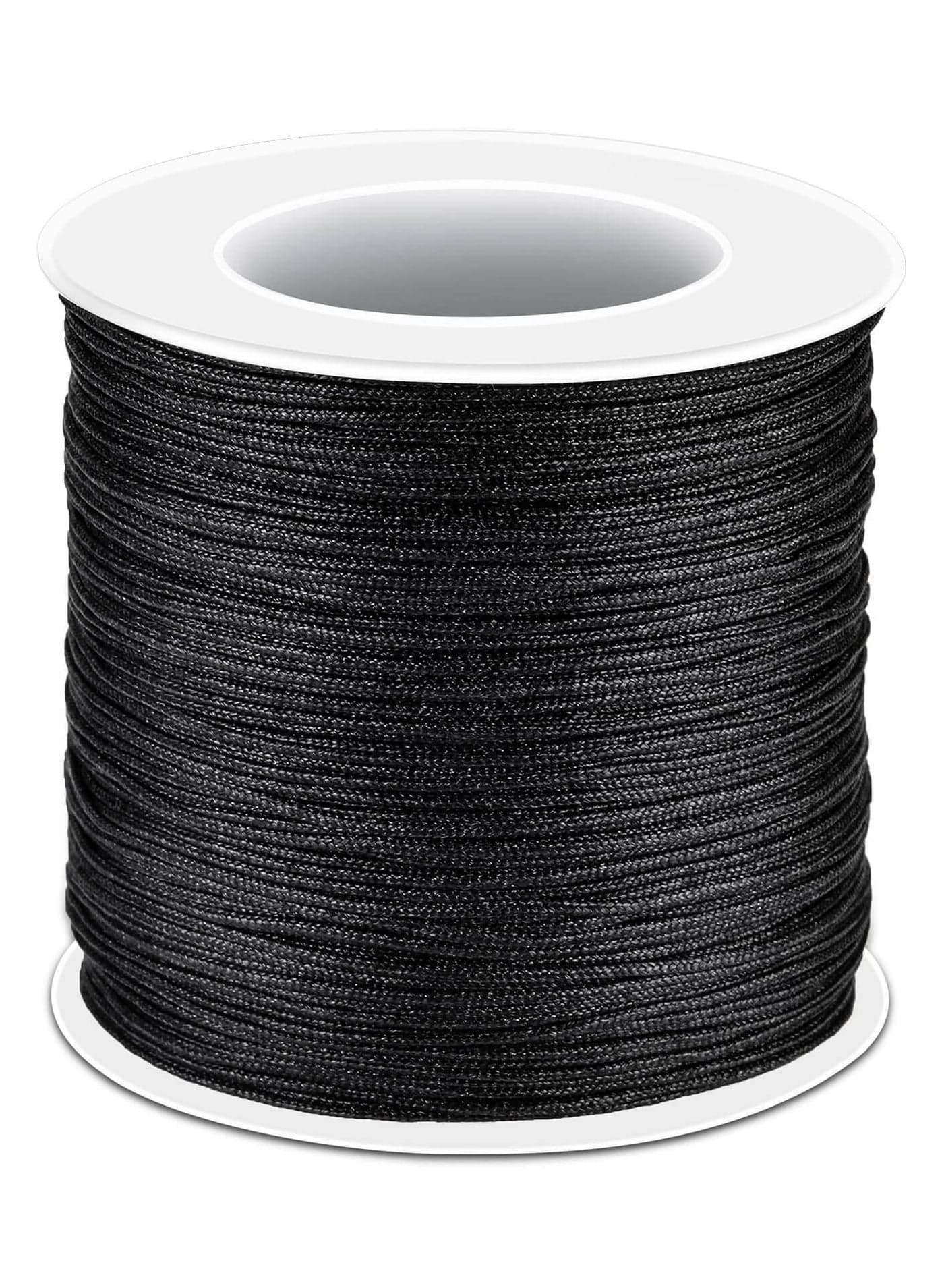 Black Nylon String SYOSI 0.8mm Nylon Thread Chinese Knotting Cord Tarred Twine Outdoor String for Braided Bracelets, Beading, Necklaces, Macrame Craft, Wind Chime, Blinds, Jewelry Making