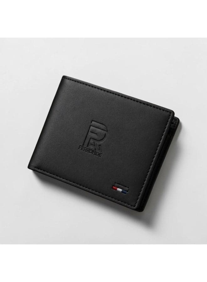 Premium Slim Leather Wallet for Men – Multiple Card Slots & Cash Pocket – Sleek Black Travel Wallet