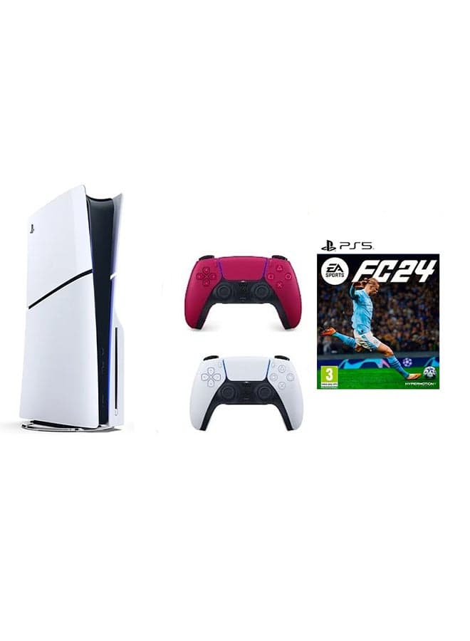 PlayStation 5 Disc Slim Console With Extra Red Controller And FC 24