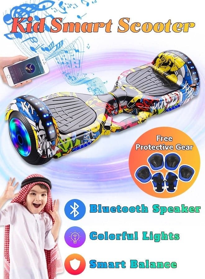 Kid Smart Scooter - Hoverboard - Two-Wheel Self Balancing - Electric Scooter with Light and Bluetooth Speaker - 7 inch - Children Gift - Sport Toy
