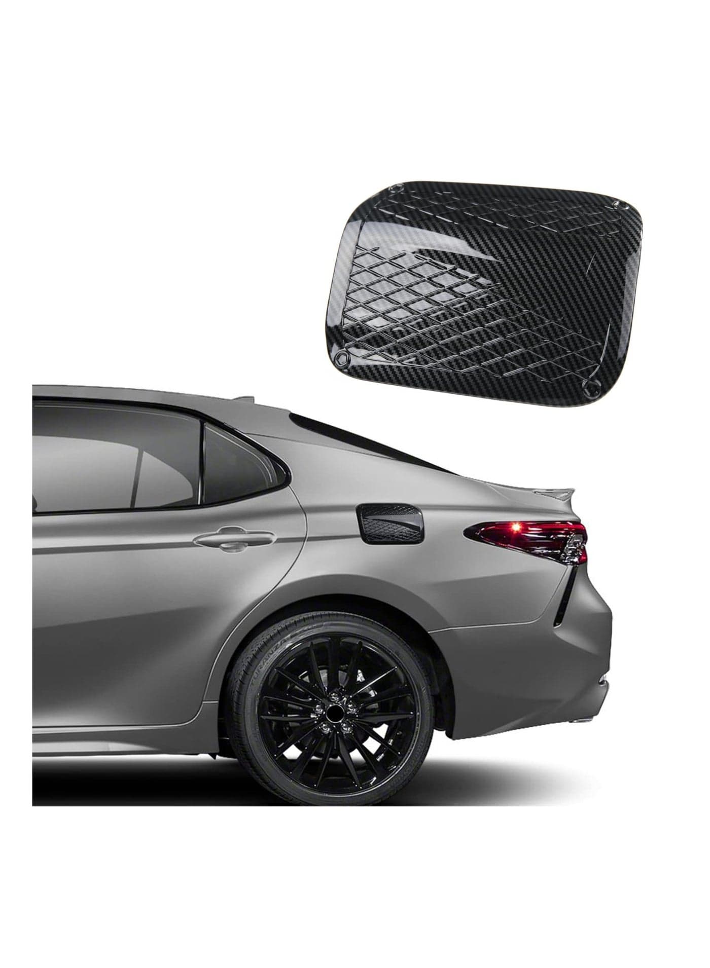 Carbon Fiber Grain Fuel Tank Cover for Toyota Camry 2018-2022 - Stylish Oil Gas Cap Exterior Decoration Trim Accessories