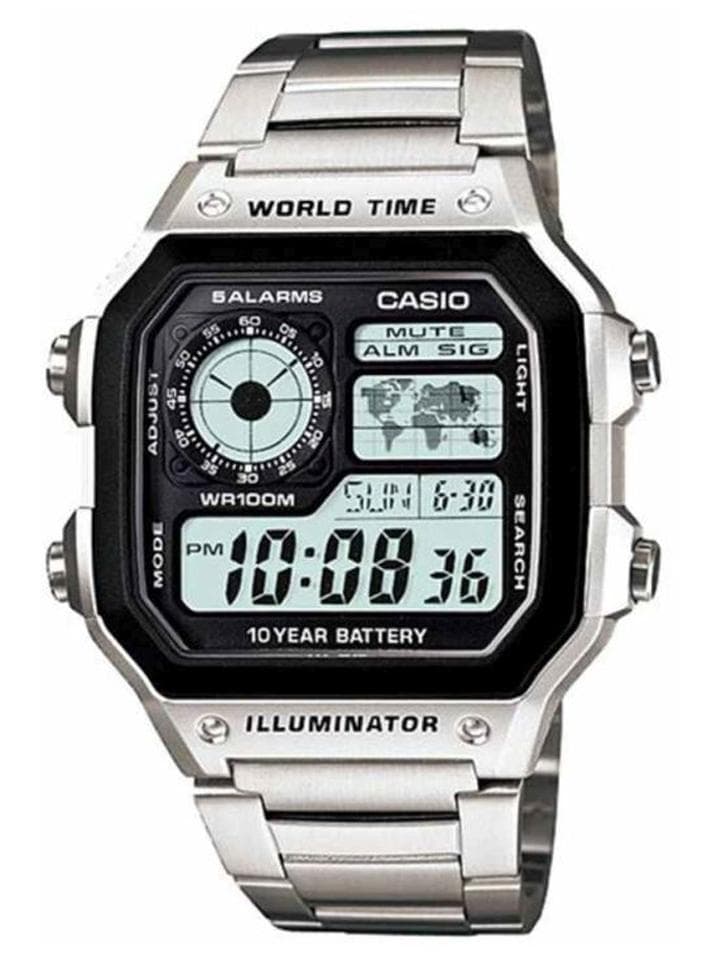 Men Youth Digital Watch AE-1200WHD-1A - 42 mm - Silver