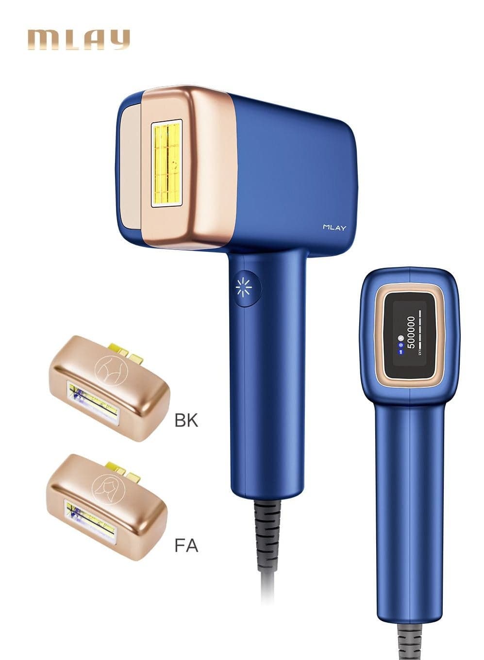 Laser Hair Removal, IPL Hair Removal With Ice Cooling, 500,000 Flashes Painless Hair Removal Device For Whole Body Bikini Line Arm Armpit Face Back Leg (1*HR+1*Bikini+1*Face Lamp) blue