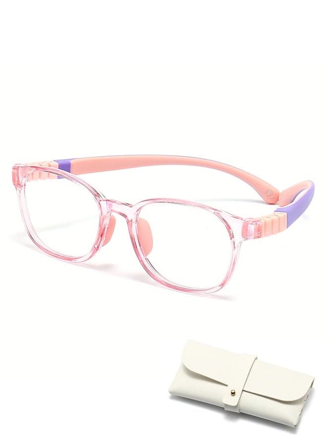 Anti-Blue Light Blocking Glasses Kids Anti Glare Eyestrain UV TV Phone Children Silicone Safety Eyewear for Boys and Girls Age 3-12
