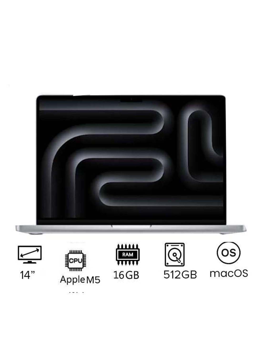 MacBook Pro MDE44 | 14 Inch Display | Apple M5 Chip | 10-Core CPU And 10-Core GPU | 16GB RAM | 512GB SSD | macOS | English Keyboard | International Version | English Silver