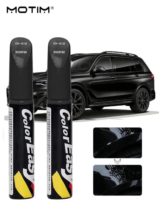 2 Pcs Cars Scratch Repair, Black Car Scratch Remover Pen, Car Fill Paint Pen, Car Deep Scratch Scratch Remover, Quick & Easy Solution to Repair Minor Automotive Scratches, 0.8 fl oz (Black)